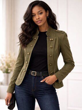 Tommy Hilfiger Olive Green Military Cotton Jacket - Size XS